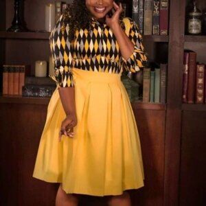 Pinup Girl Clothing Joanne Suspender Skirt L NEW Yellow Disneybound Cosplay 50s
